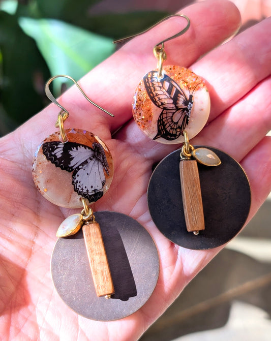 Butterfly Disc Earrings