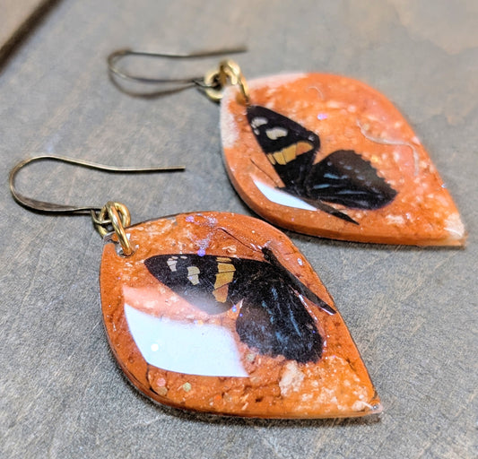 Dark Caramel and Butterfly Earrings