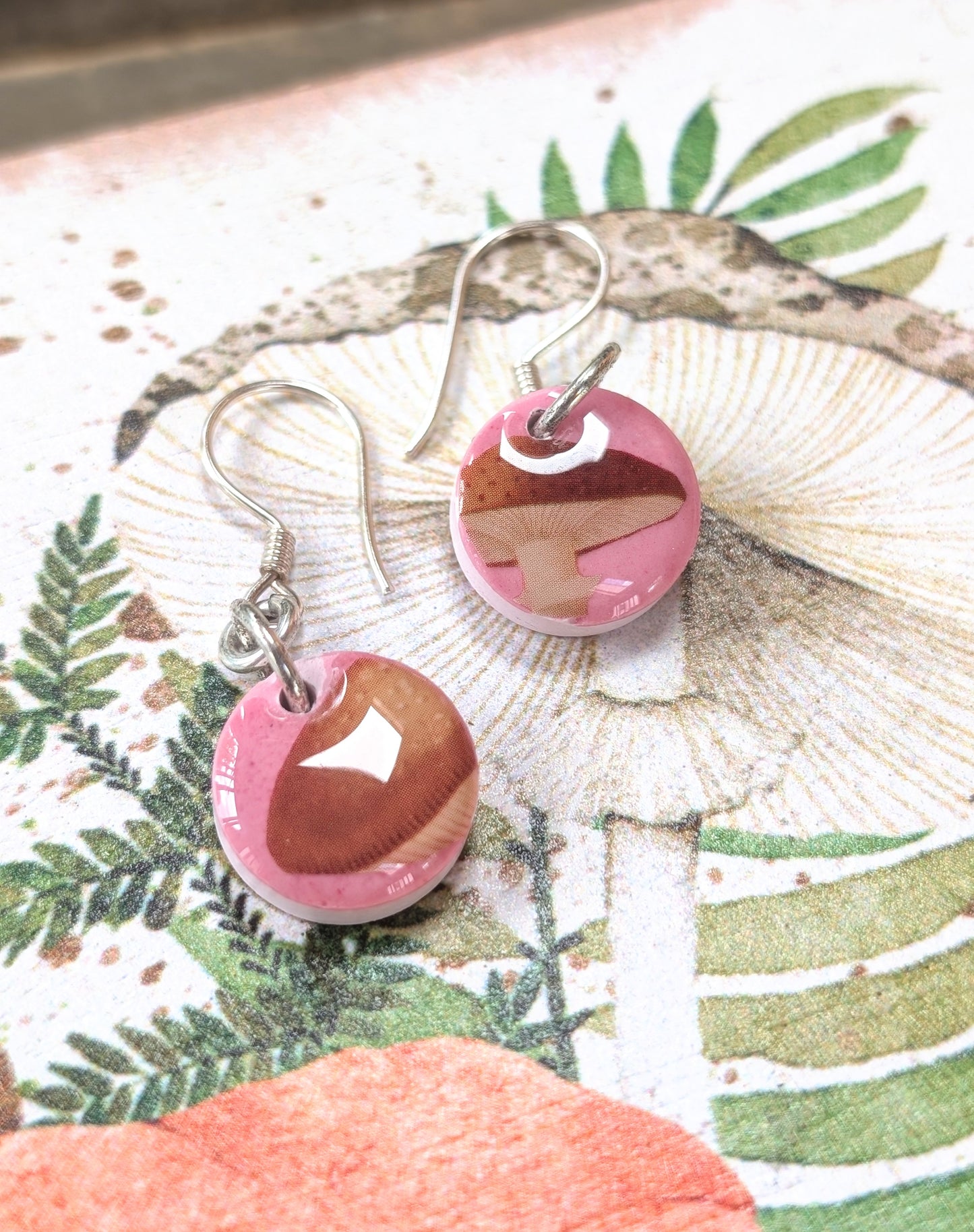 Round Mushroom Drop Earrings