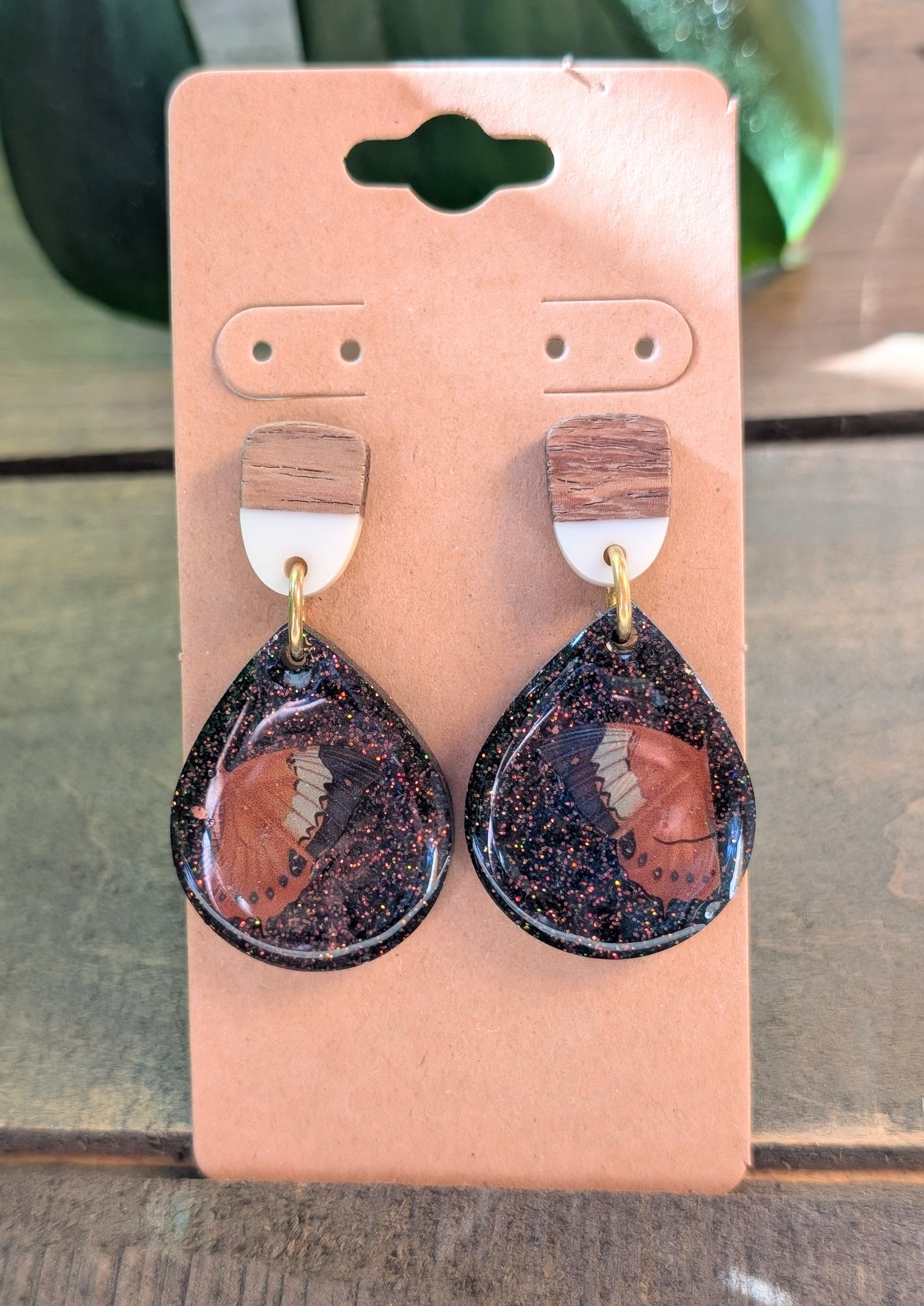 Dark Butterfly Teardrop Earrings