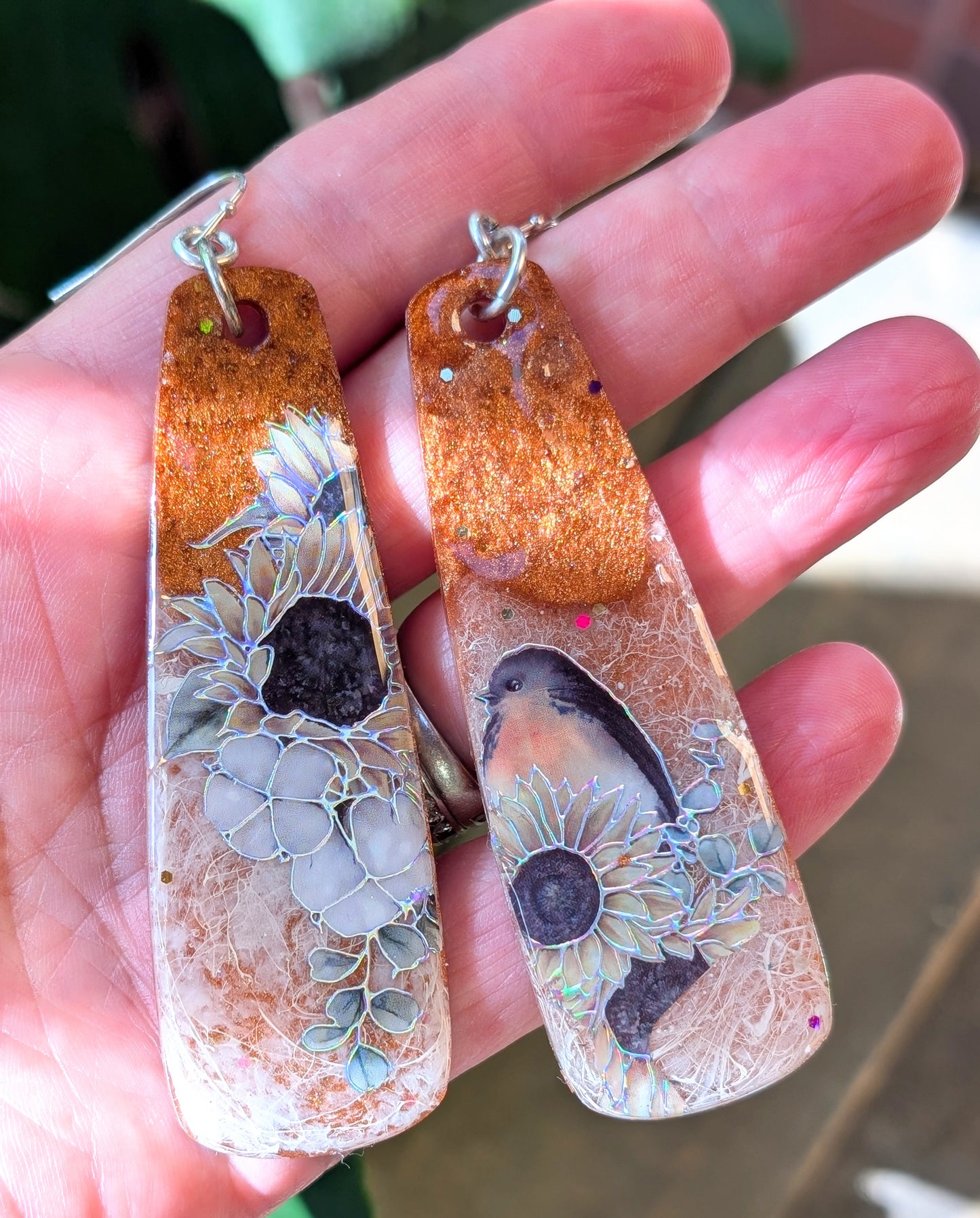 Sunflower and Birdie Earrings