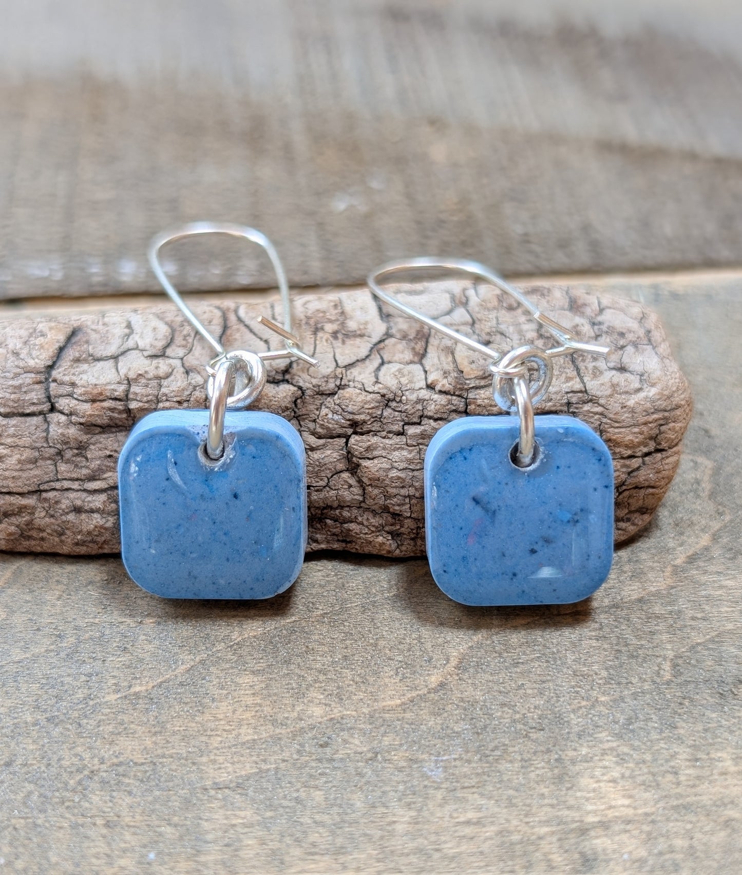 Small Blue Square Earrings