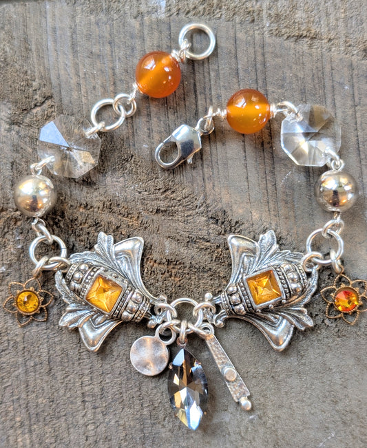 Antiqued Silver Link Charm Bracelet