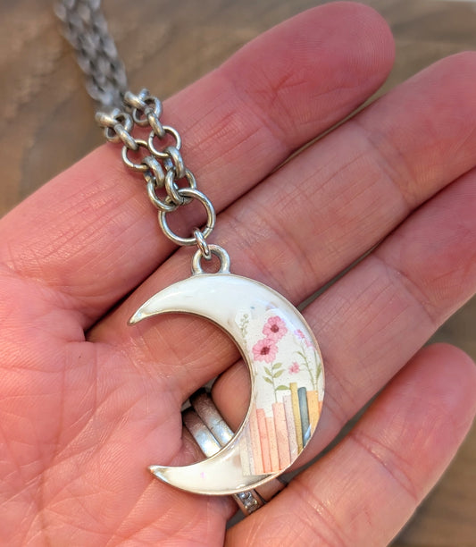 Crescent Moon Bibliophile Necklace