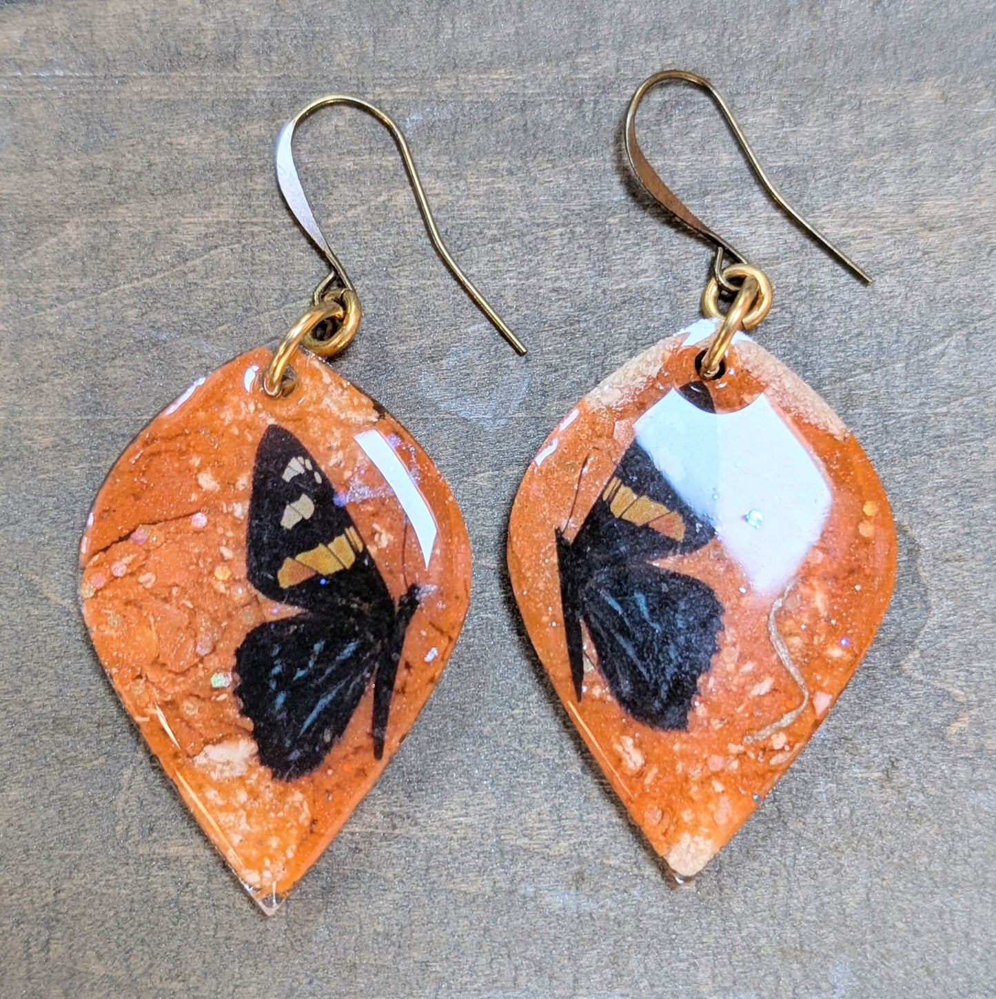 Dark Caramel and Butterfly Earrings