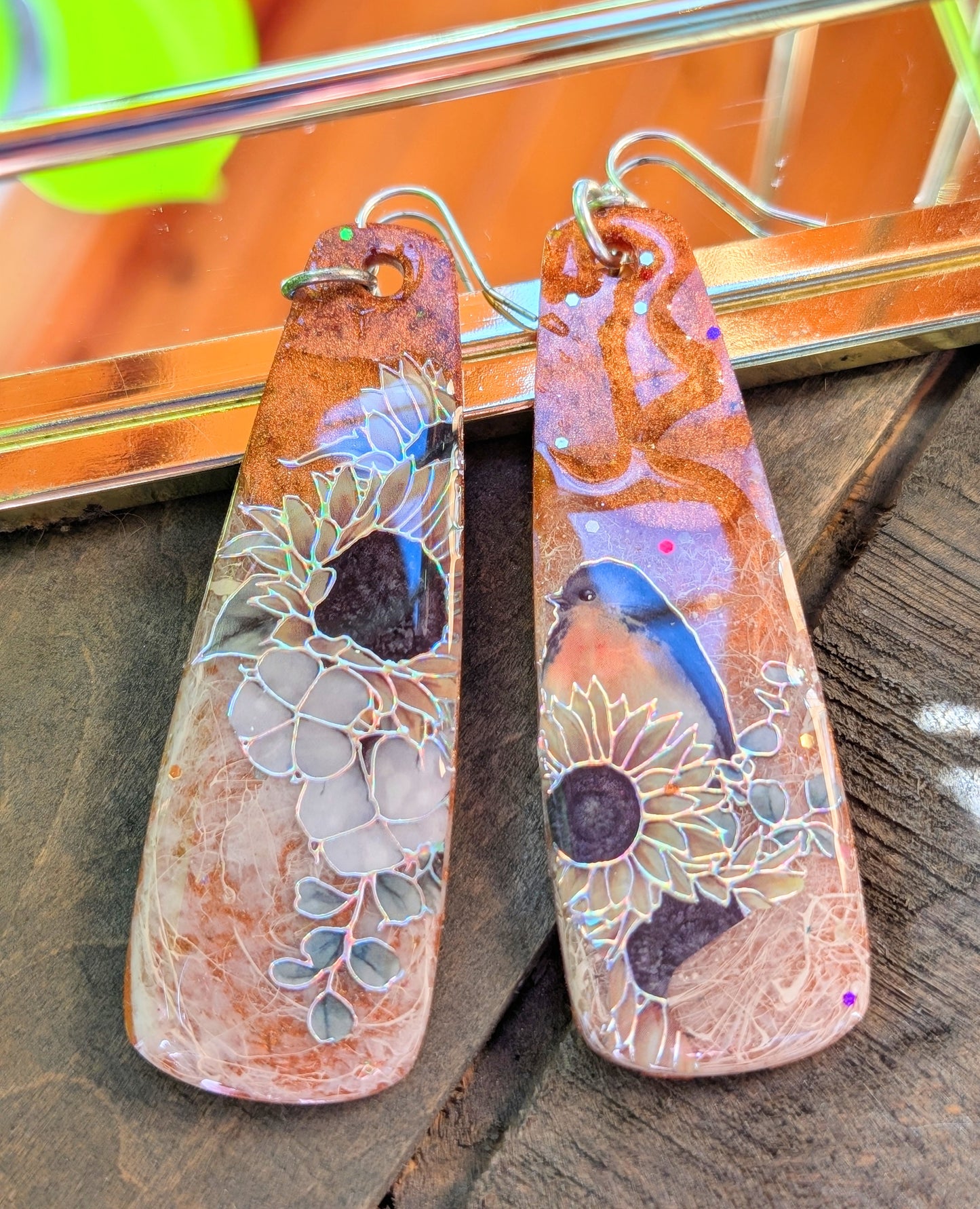Sunflower and Birdie Earrings