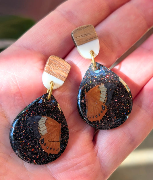 Dark Butterfly Teardrop Earrings