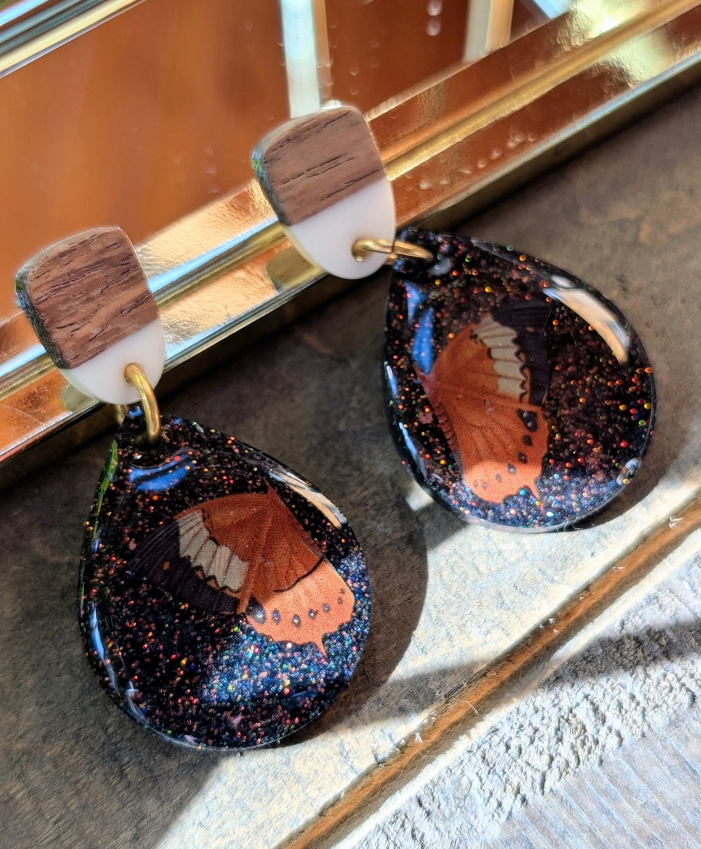 Dark Butterfly Teardrop Earrings