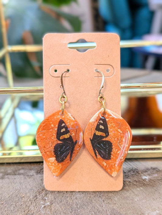 Dark Caramel and Butterfly Earrings