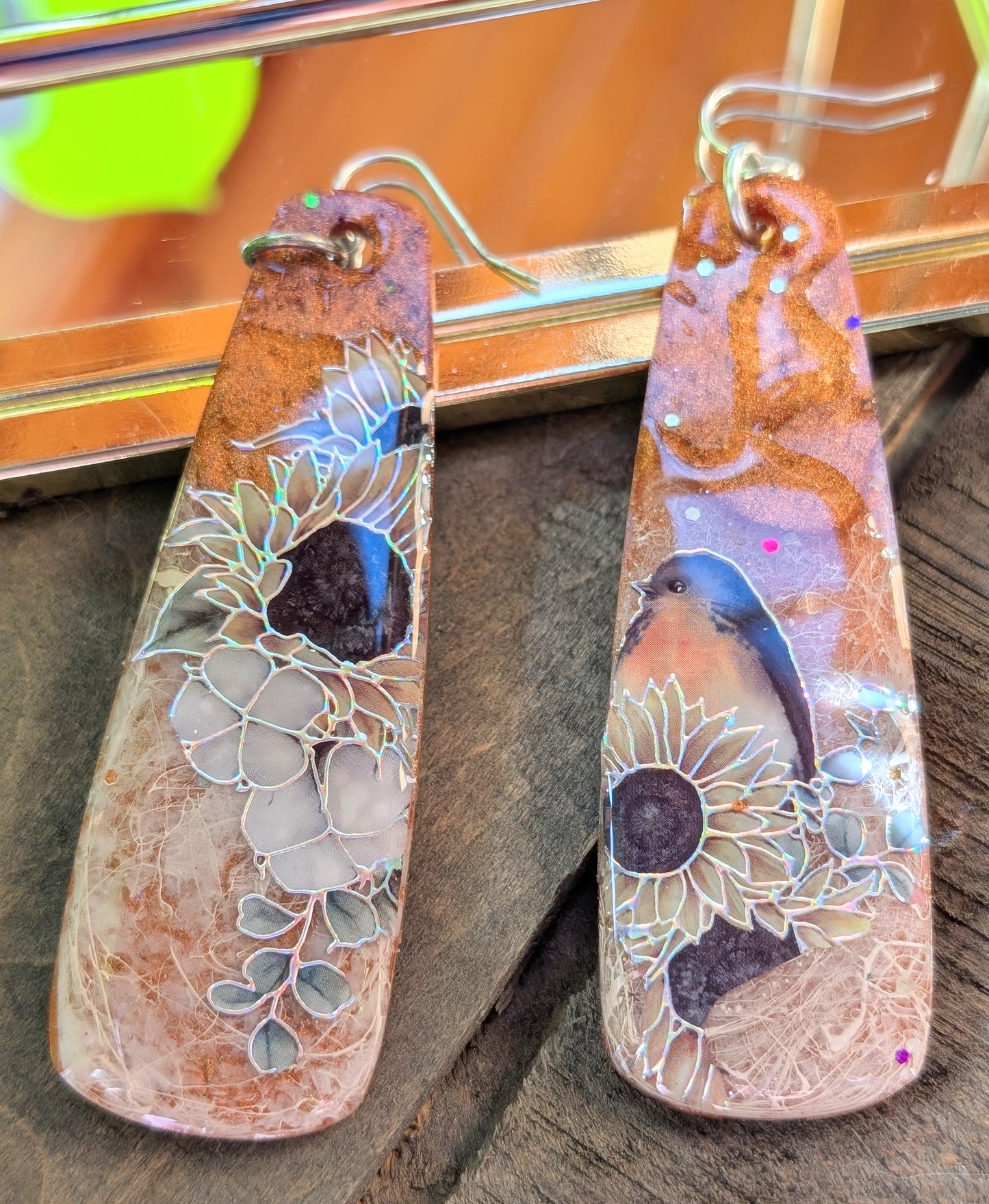 Sunflower and Birdie Earrings
