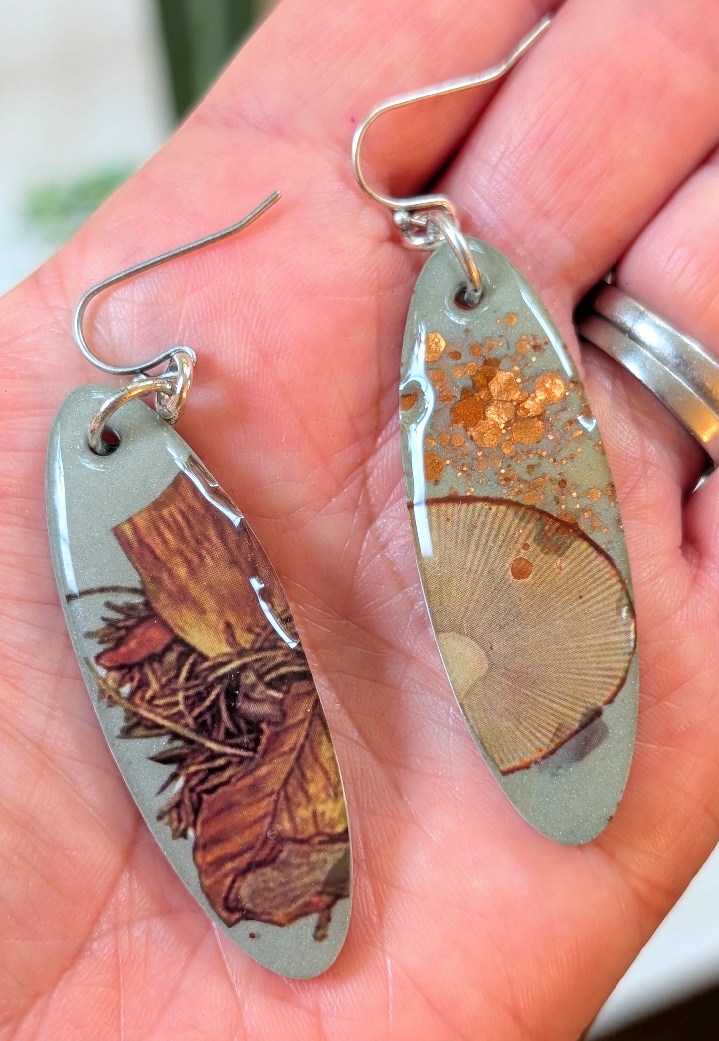 Oval Mushroom Earrings