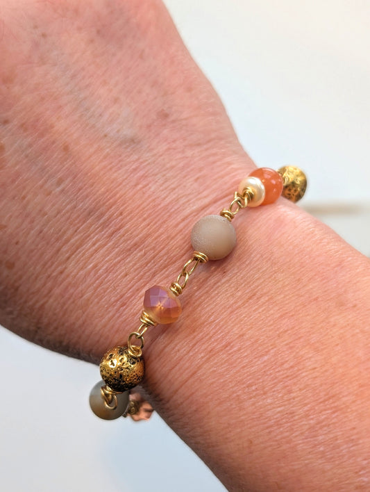 Beaded Link Bracelet in Neutrals