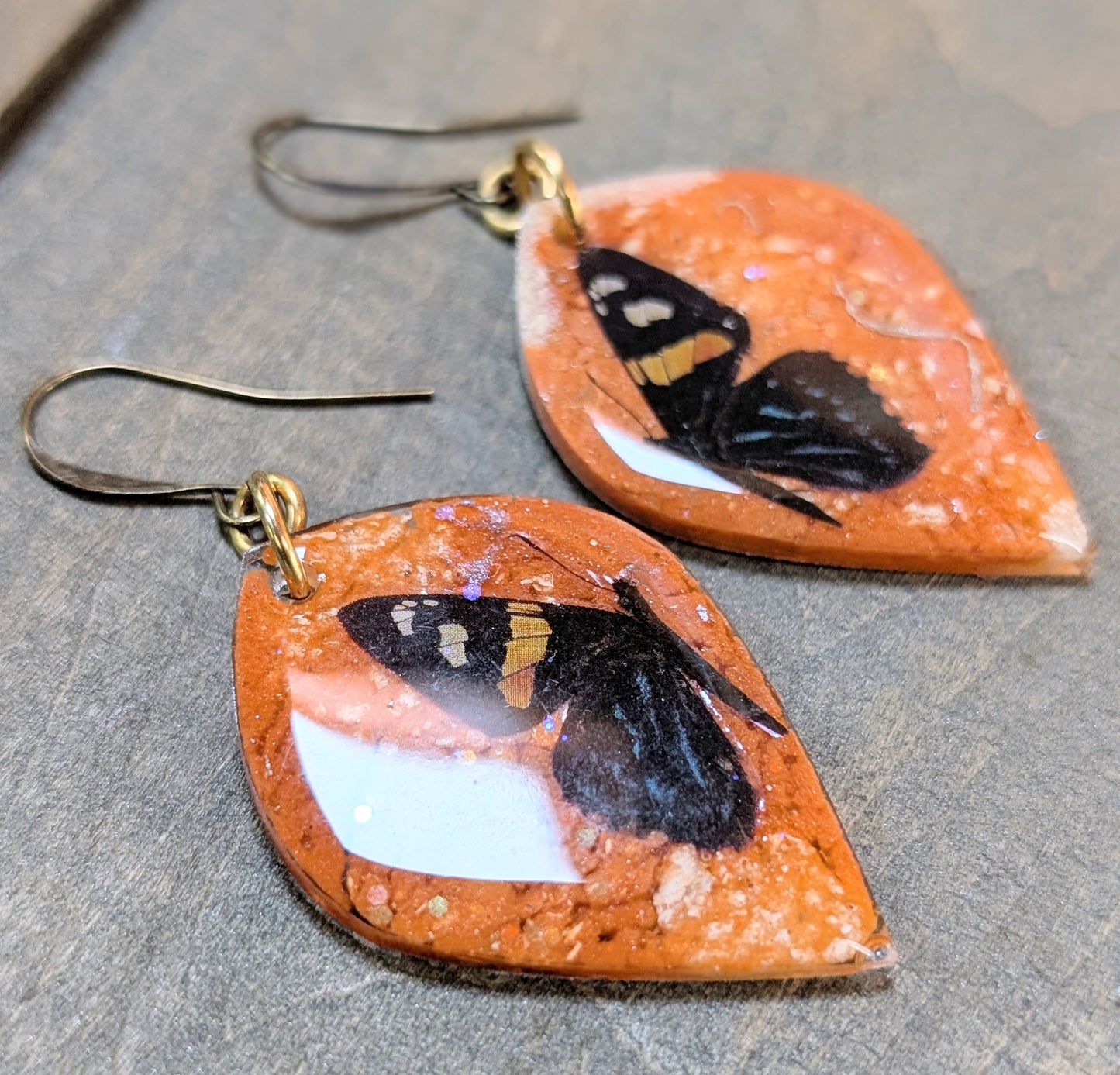 Dark Caramel and Butterfly Earrings