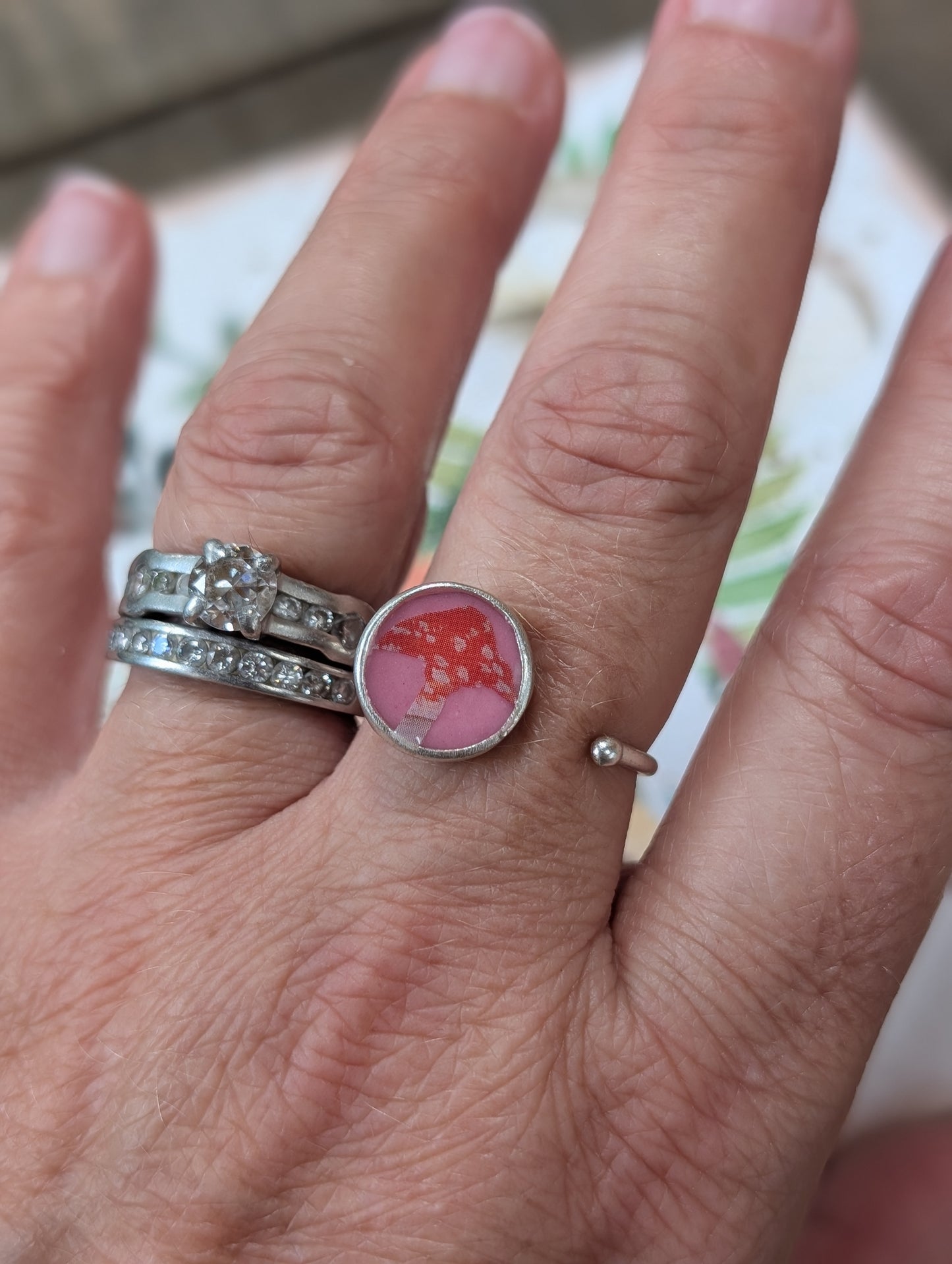 Tiny Red Capped Mushroom Ring