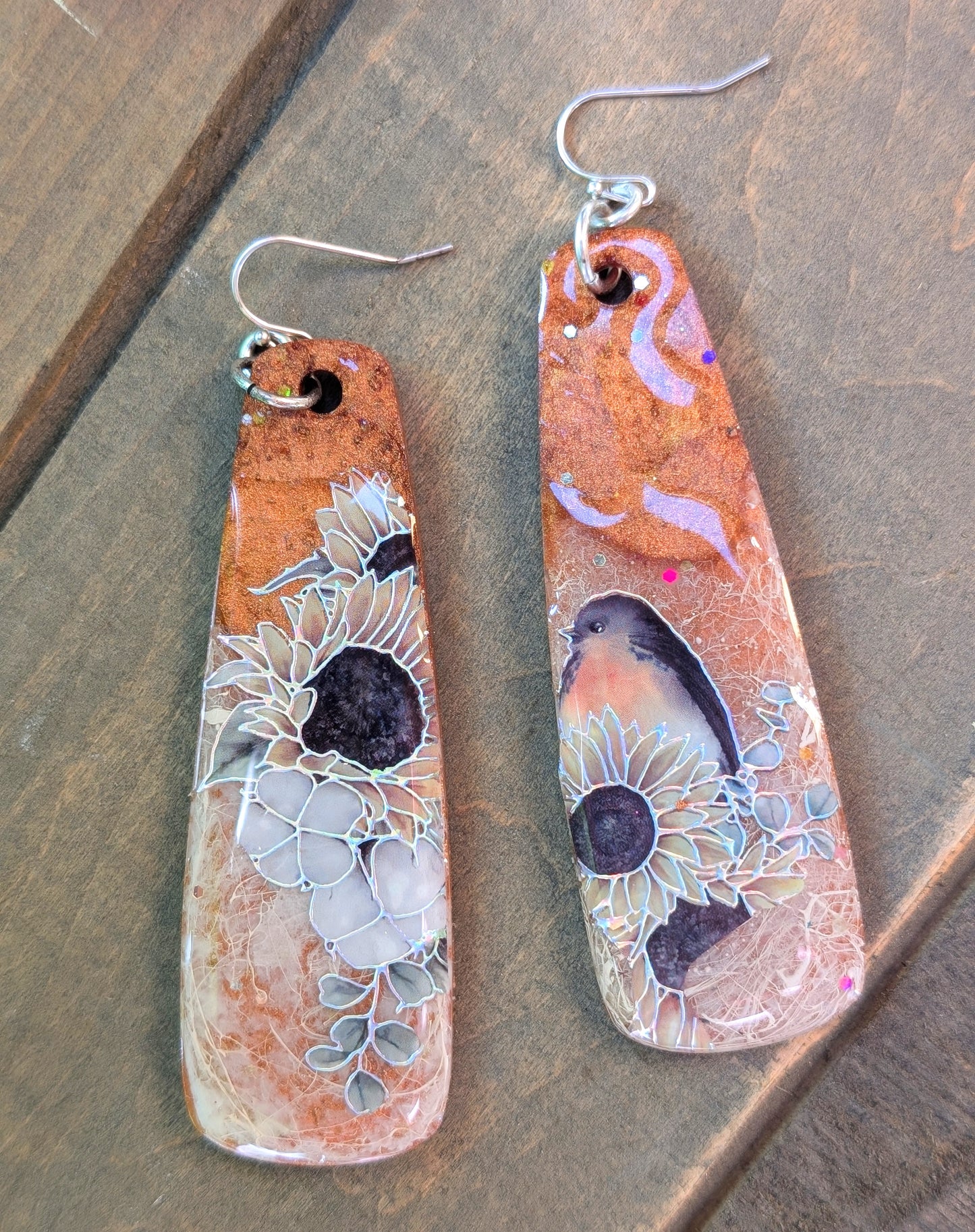 Sunflower and Birdie Earrings