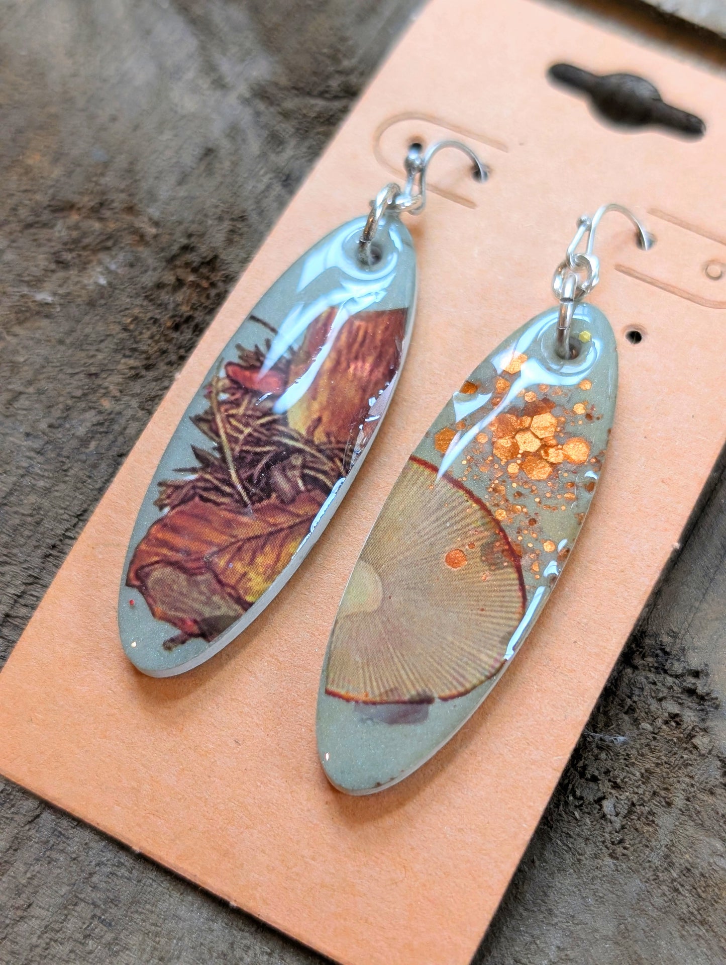 Oval Mushroom Earrings