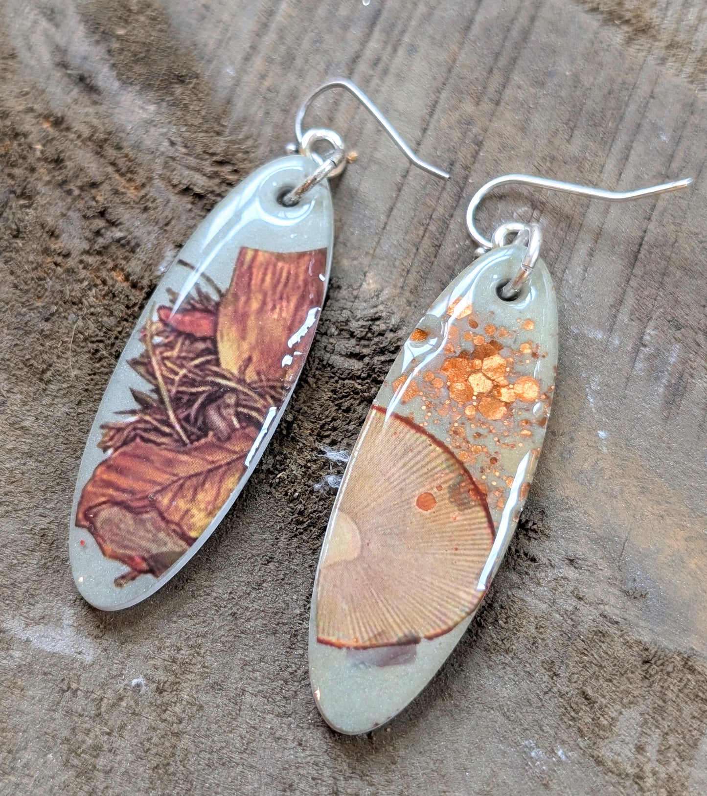 Oval Mushroom Earrings