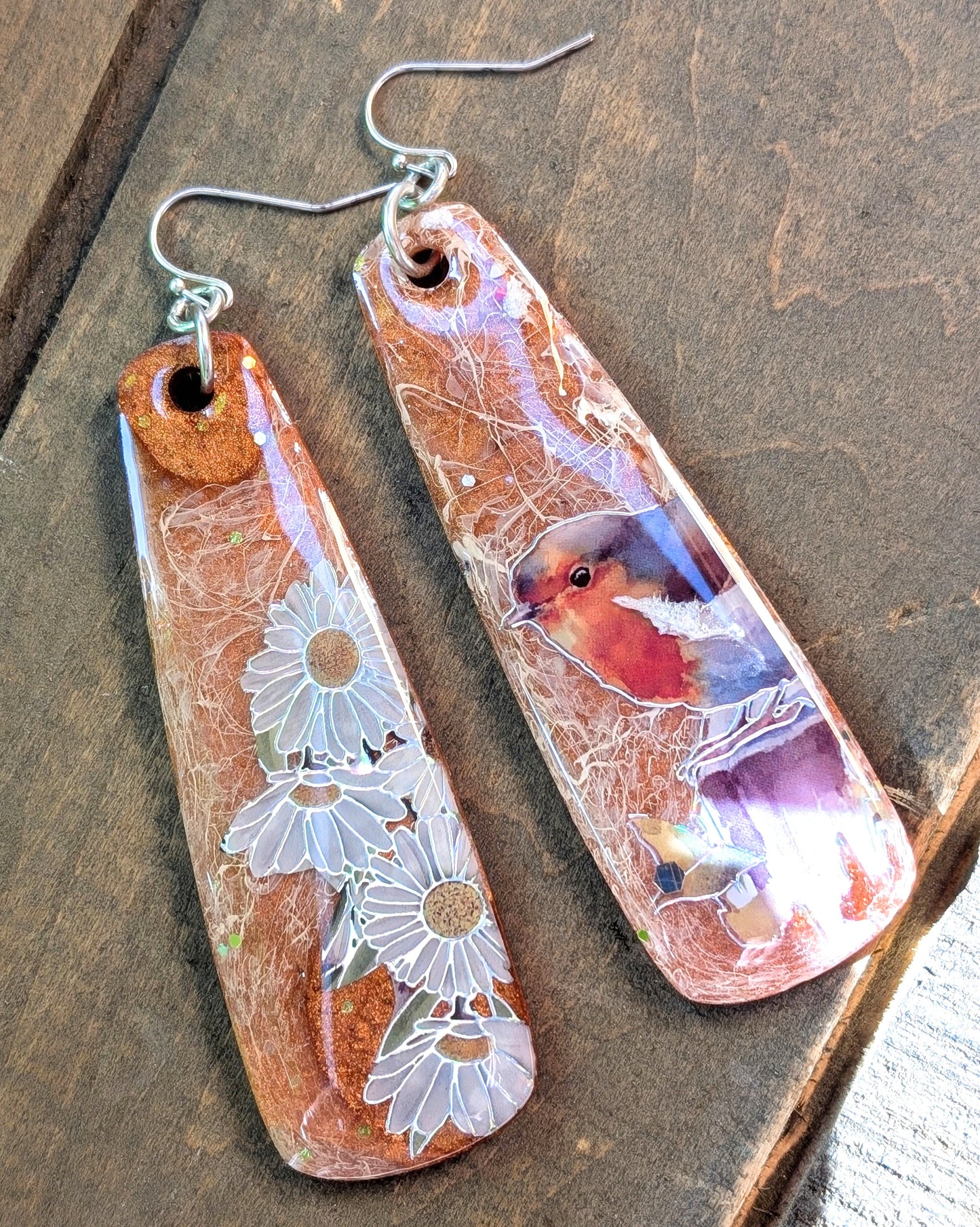 Bird and Daisy Earrings