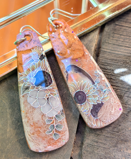 Sunflower and Birdie Earrings
