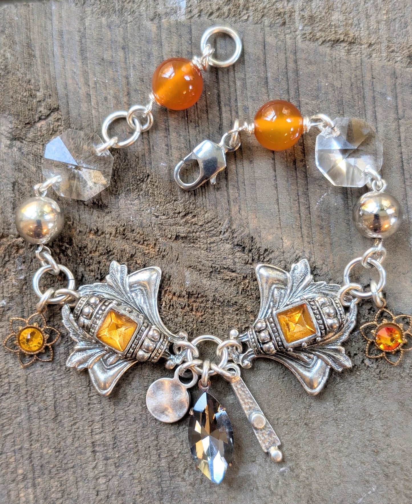 Antiqued Silver Link Charm Bracelet