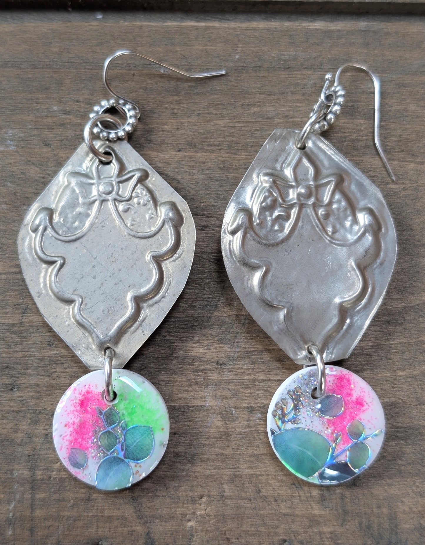 Silver and Bright Floral Earrings