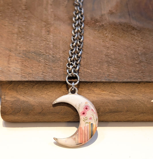 Crescent Moon Bibliophile Necklace