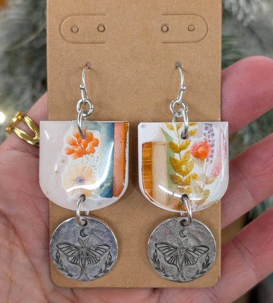 Bibliophile Earrings with Moth Charms