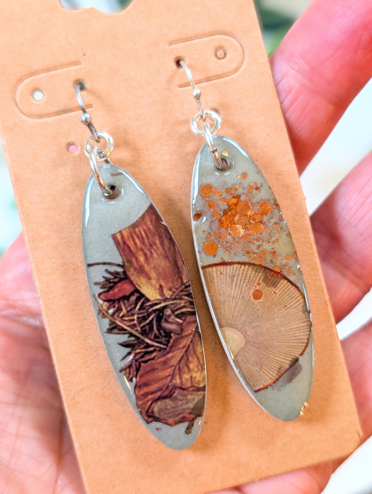 Oval Mushroom Earrings