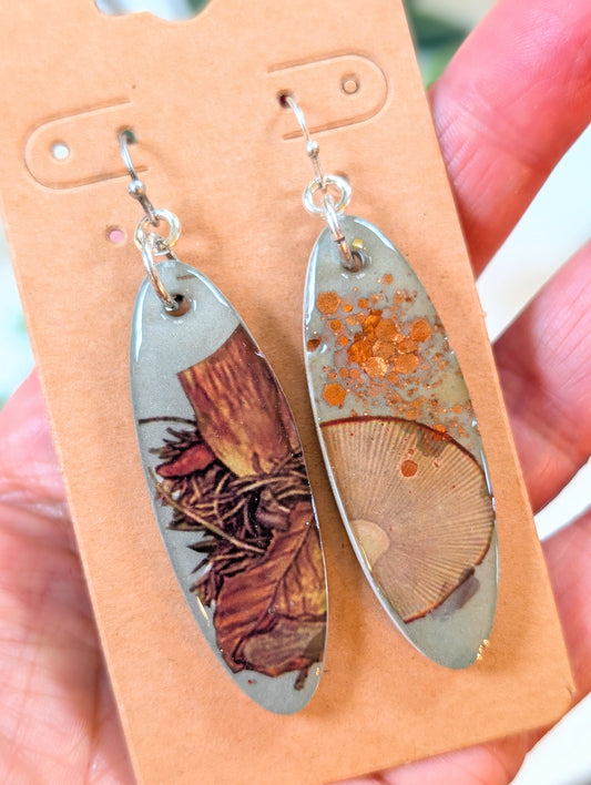 Oval Mushroom Earrings