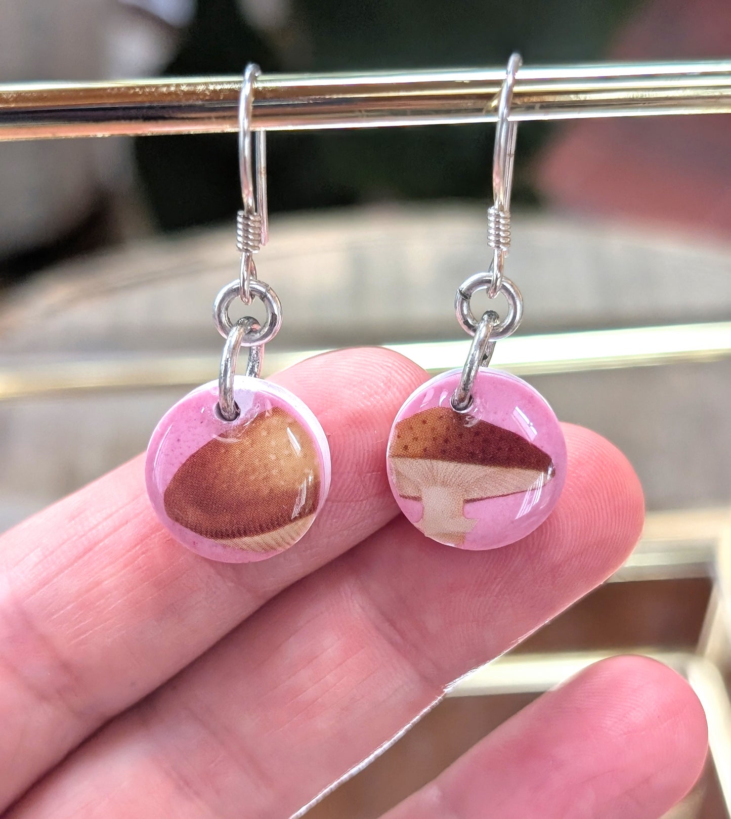Round Mushroom Drop Earrings