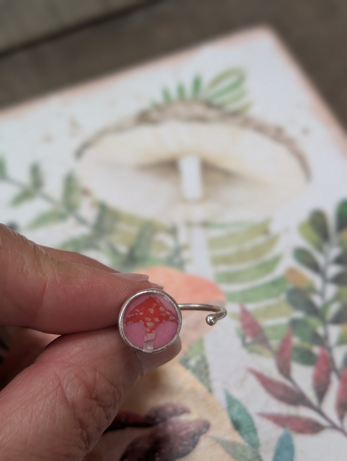 Tiny Red Capped Mushroom Ring