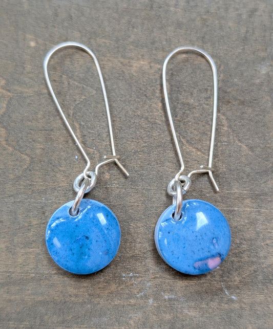 Small Blue Circle Earrings