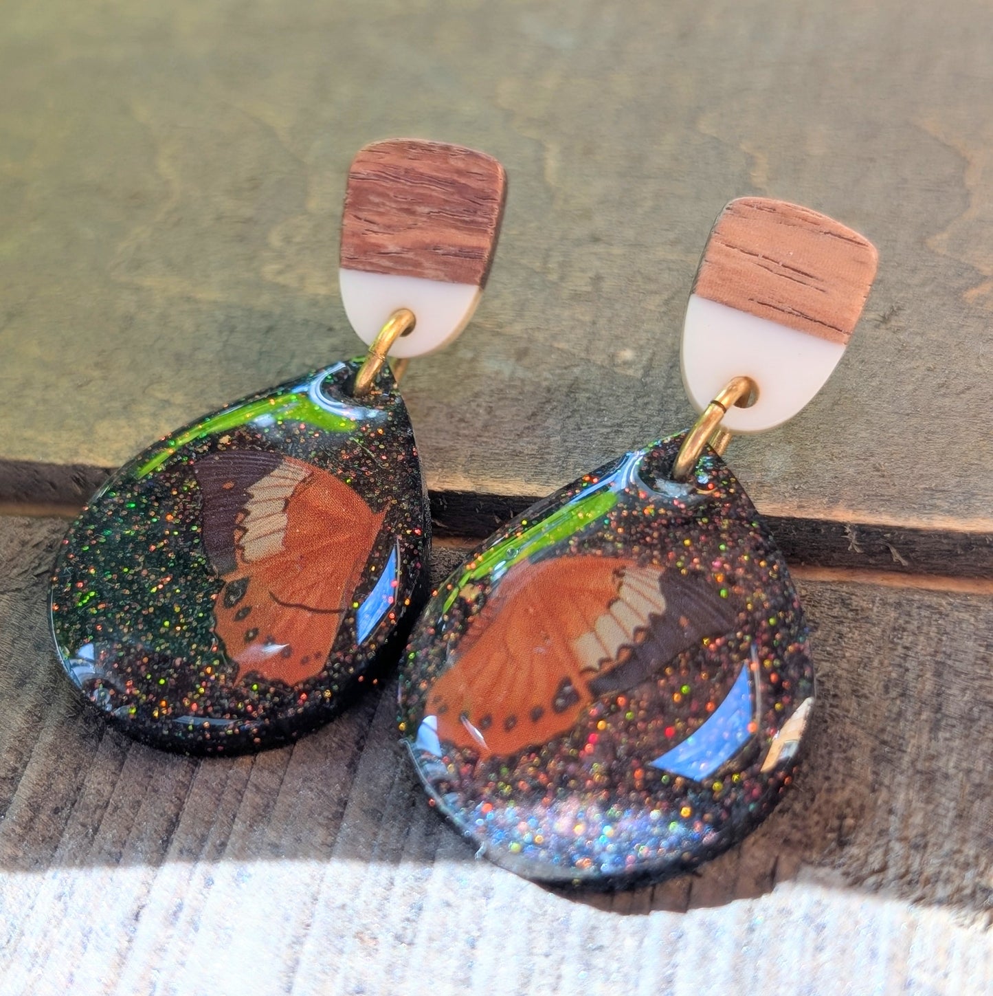 Dark Butterfly Teardrop Earrings