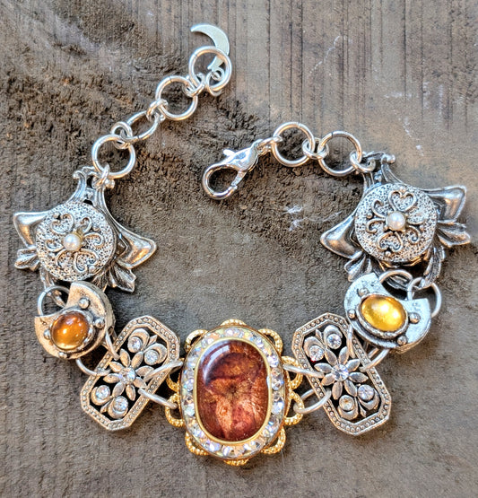 Topaz and Antiqued Silver Link Bracelet