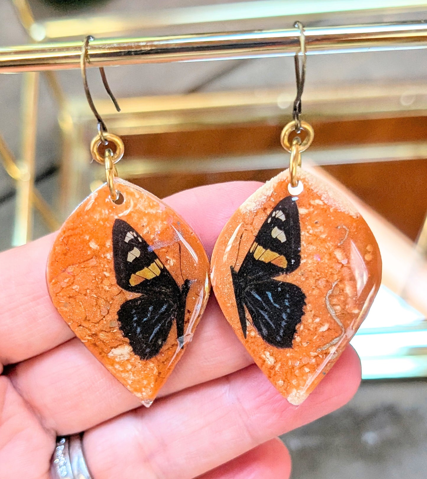 Dark Caramel and Butterfly Earrings