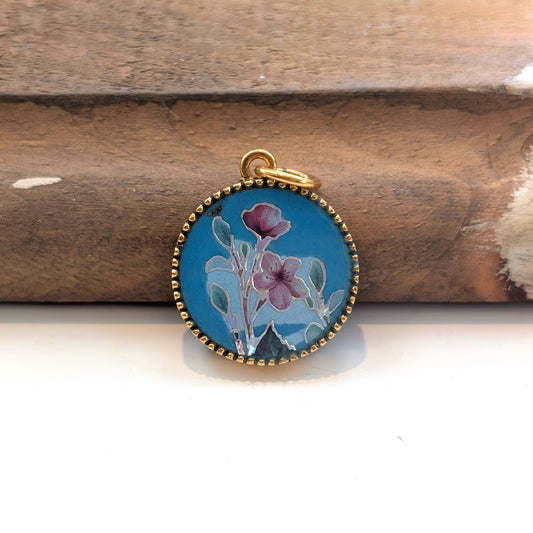 Aqua and Floral Pendant