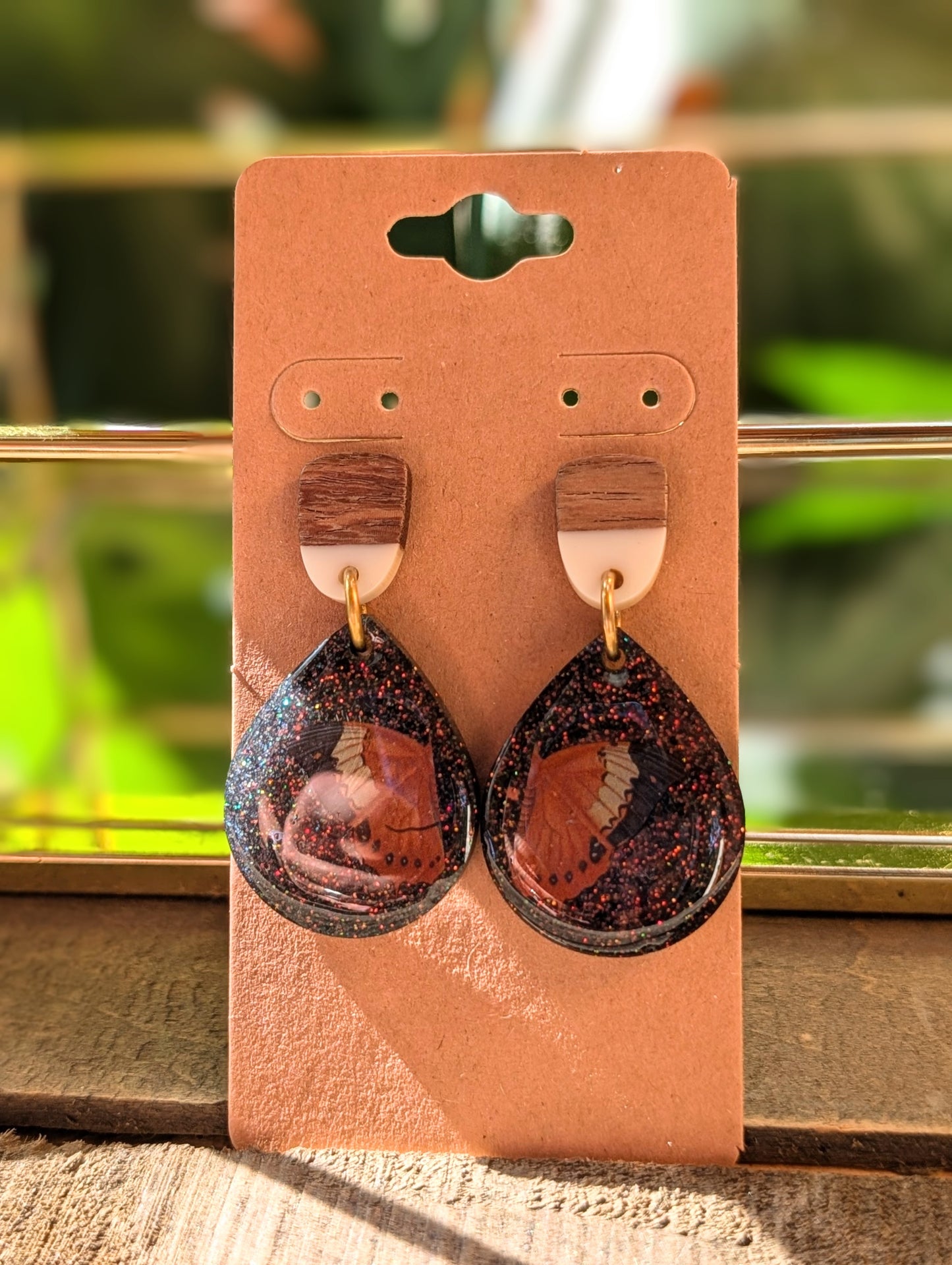 Dark Butterfly Teardrop Earrings