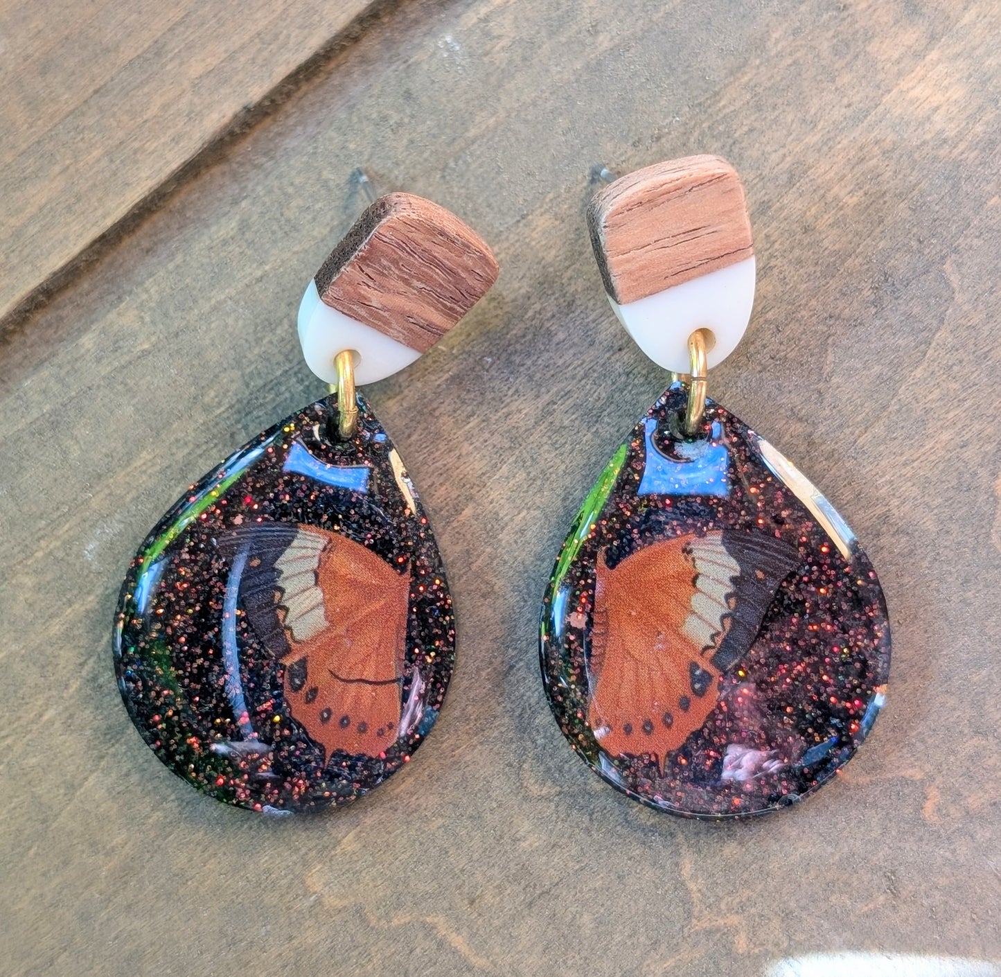 Dark Butterfly Teardrop Earrings
