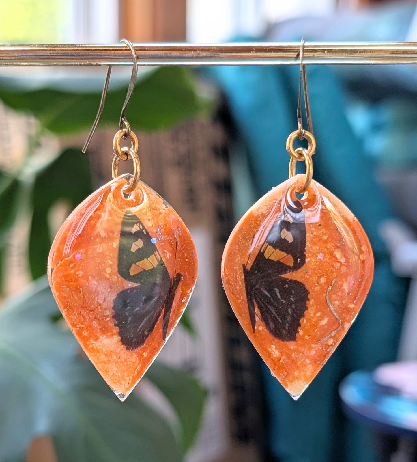 Dark Caramel and Butterfly Earrings