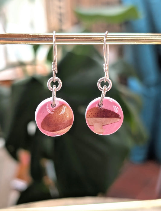 Round Mushroom Drop Earrings