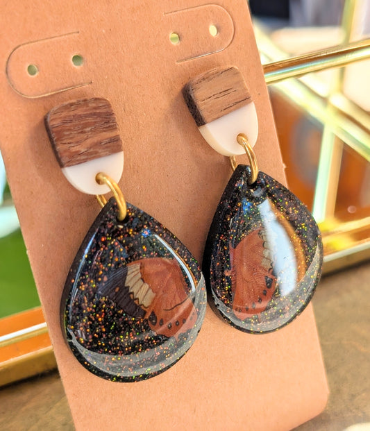 Dark Butterfly Teardrop Earrings