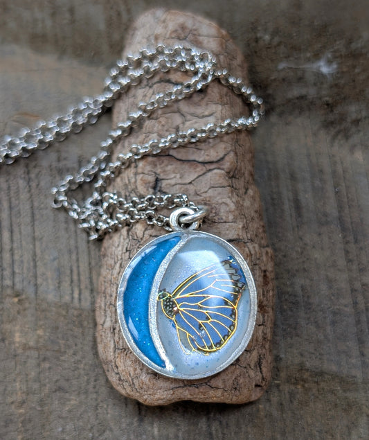 Butterfly and Moon Pendant Necklace